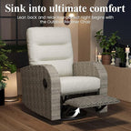 LayinSun Oversized Wicker Outdoor Swivel Glider Recliner with Adjustable Backrest & Footrest, Patio Reclining Lounge Chair - Image 3