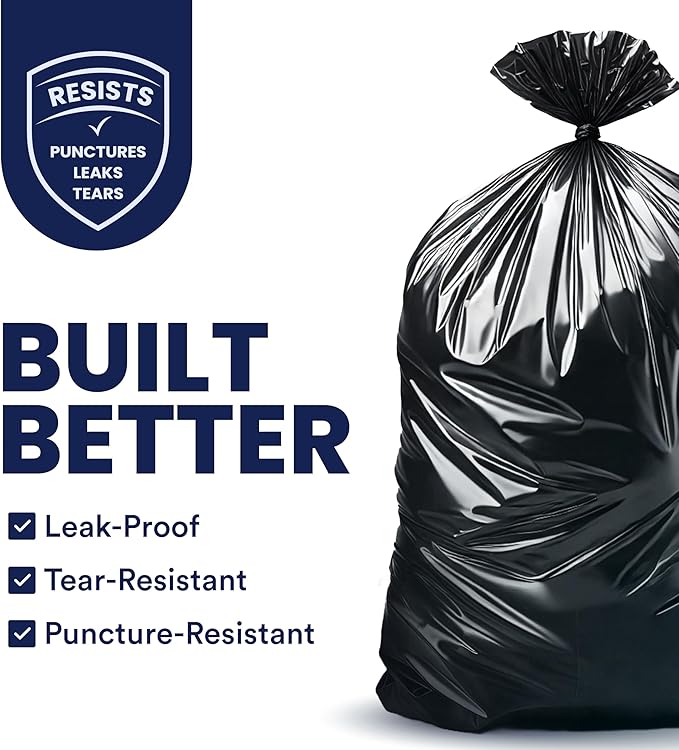 Plasticplace - T55151BK 55-60 gallon Trash Bags │ 1.5 Mil │ Black Heavy Duty - Image 2