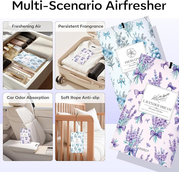 MYARO 20 Packs Lavender Linen Scent Sachet Long Lasting Closet Drawer - Image 3