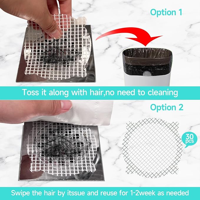 30 Pack Disposable Shower Drain Hair Catcher Shower Drain Mesh Stickers - Image 6