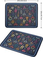 Lapis Blue Dish Drying Mat for Kitchen Counter Flowers Microfiber Absorbent - Image 2