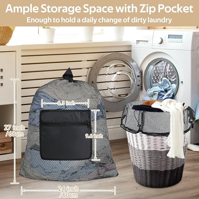 OTraki Laundry Bag Backpack 24x27 Inch Heavy Duty Mesh Laundry Bag Travel - Image 7