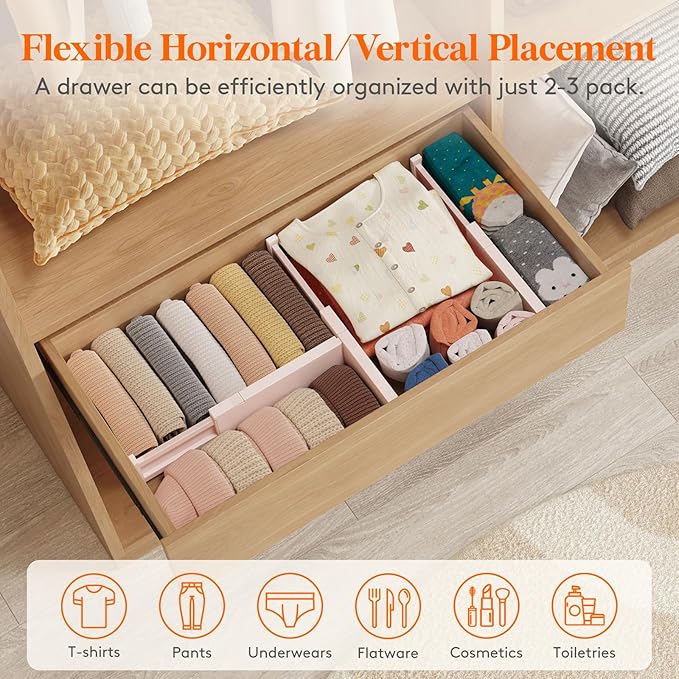 Lifewit 10 Pack 4" High Drawer Dividers 28-43.5cm/11-17" Adjustable Drawer - Image 4