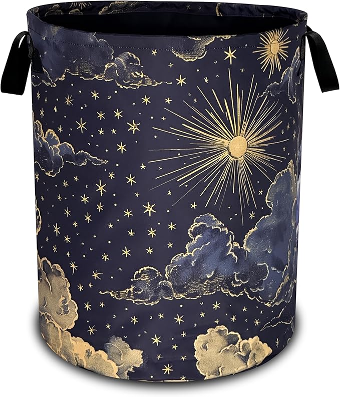Beautiful Sun Stars Moon Laundry Basket Oxford Cloth Clouds Laundry Hamper by Unknown