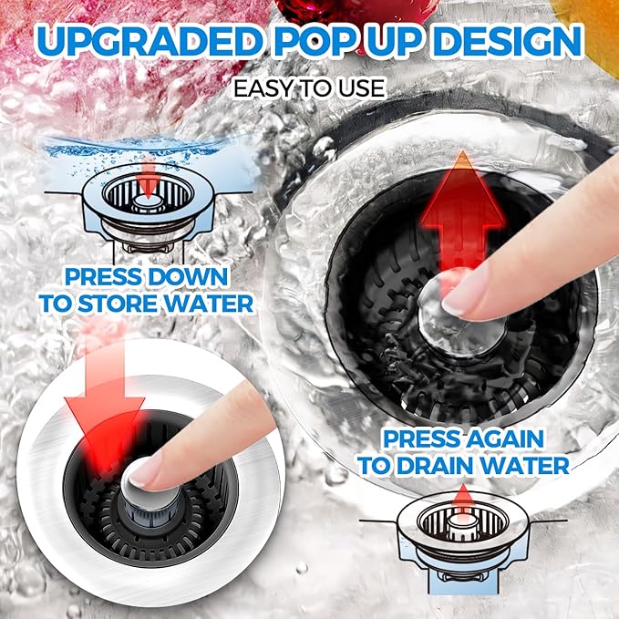zaa Sink Drain Strainer - 3 in 1 Kitchen Sink Stopper - Image 3