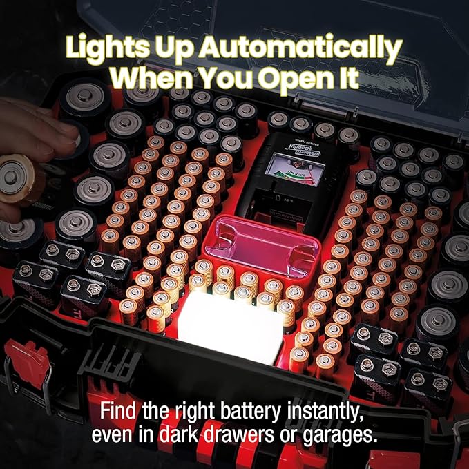Battery Daddy Storage & Organizer Case w/Light and Tester, Stores & Protects - Image 5