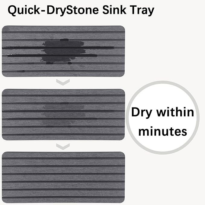 2 PCS Water Absorbent diatomite Coasters, 9.5" x 4" Water Absorbing Stone Tray - Image 5