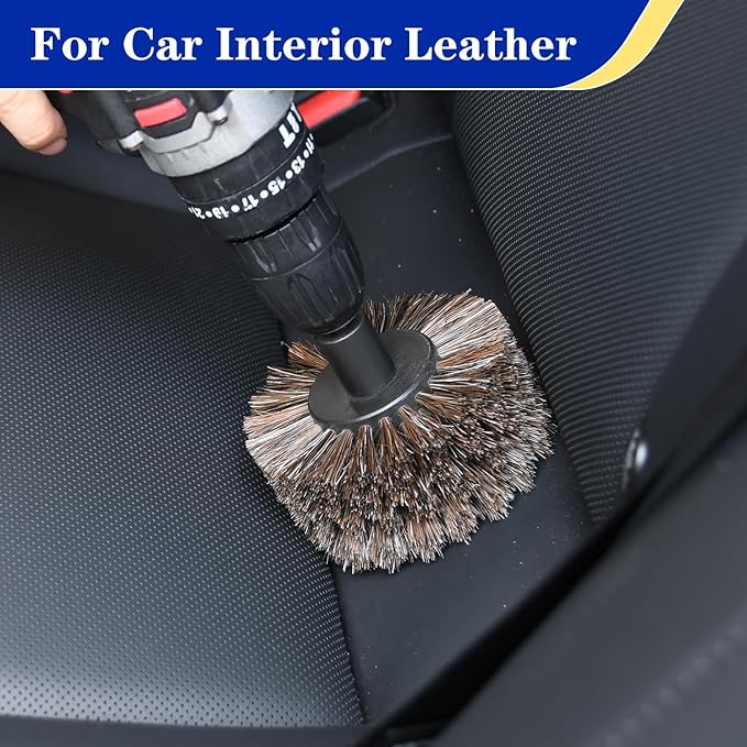 DkOvn Horse Hair Brush for Drill, for Leather, Car Interior, Car Wheel - Image 2