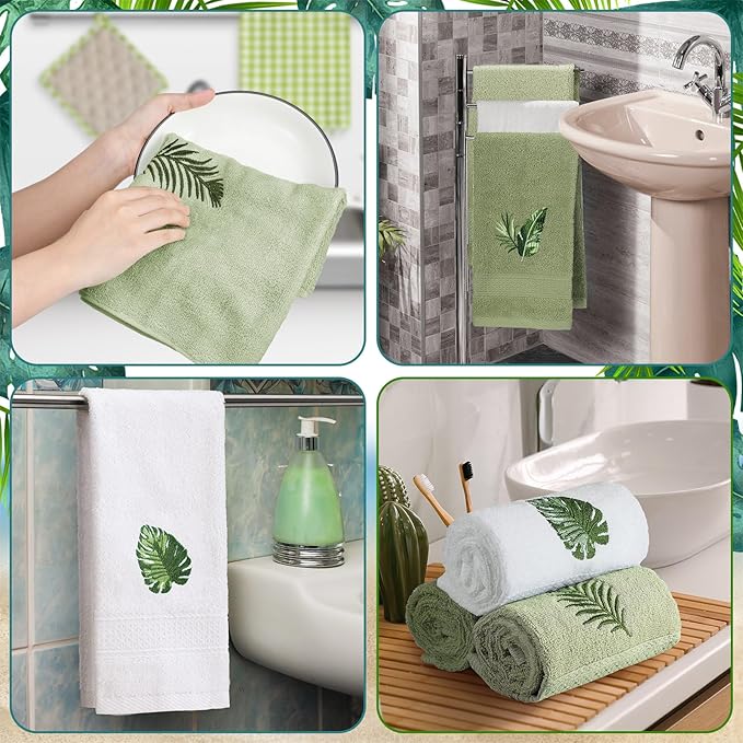 3 Pcs Tropical Palm Leaves Hand Towels - Image 5