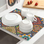 Mandala Colorful Kitchen Drying Mat Retro Microfiber Dish Drainer Mat - Image 2