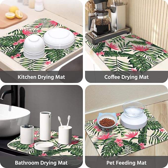 Dish Drying Mat for Kitchen Counter 18x24 Inch, Super Absorbent Dish Drainer Mat - Image 7