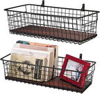 SheeChung 2 Set Portable Metal Farmhouse Wall Decor Storage Organizer Basket Bin by SheeChung