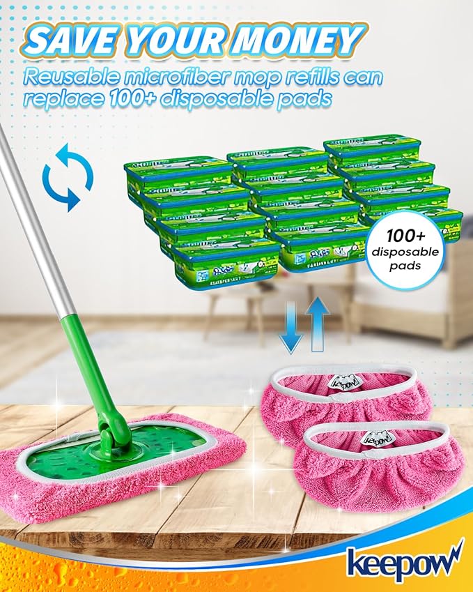 Keepow 8 Pack Reusable Mop Pads Compatible - Image 3