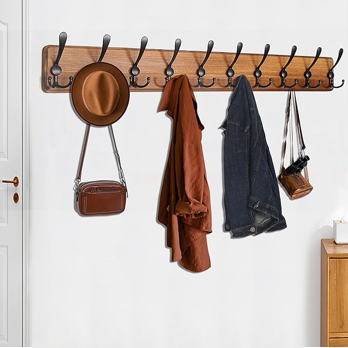 WEBI Coat Rack Wall Mount, 38 9/16" Long, 10 Hooks, Coat Hooks Wall Mounted - Image 7