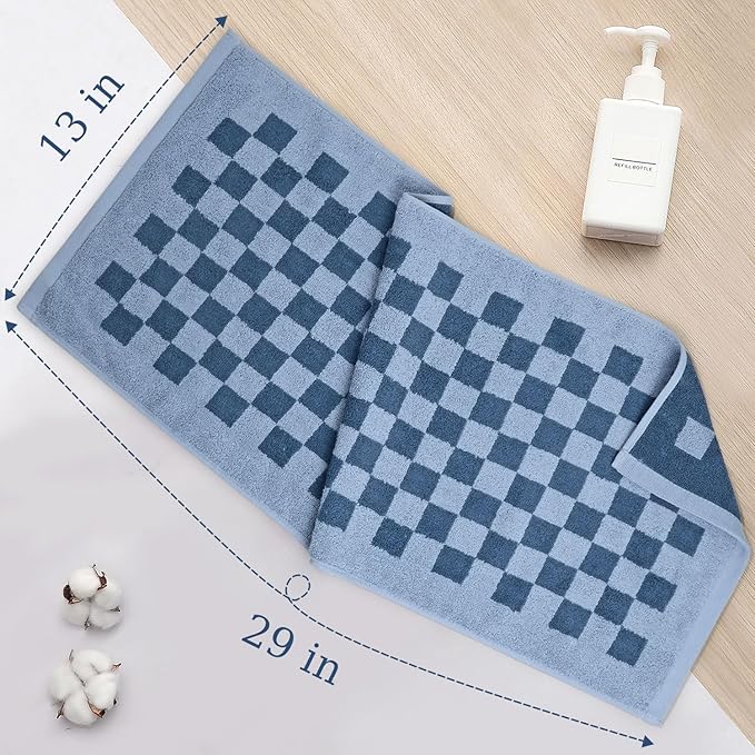 Jacquotha Bathroom Hand Towels Set of 4, Checkered Towels - Image 4