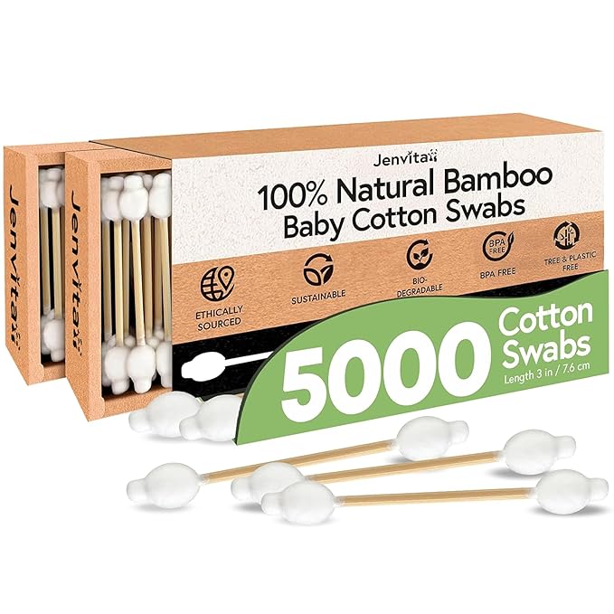100% Bamboo Cotton Swabs for Ears by Jenvita