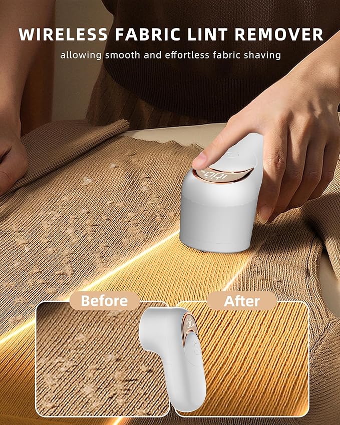 Fabric Shaver Lint Remover for Clothes, LED Display, 6-Leaf Blades, - Image 2