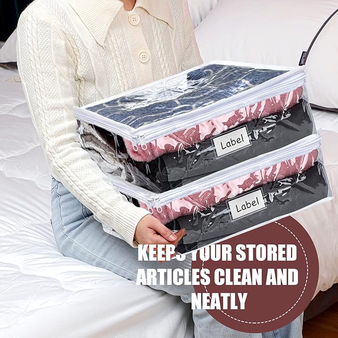 Hoolerry 6 Pieces Sweater Storage Bags Plastic Clear PVC Clothes Storage Bags - Image 4