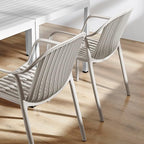 Modern Stackable Outdoor & Indoor Plastic Dining Chairs Set, Outdoor Breathable Armchairs Set, Weather-Resistant, Ideal for Patios, Cafes, and Home Use, No Assembly, Set of 4 (Grey) - Image 7