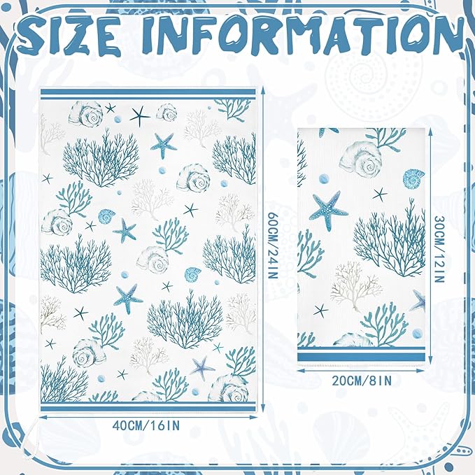Boyiee Set of 6 Beach Kitchen Towels Coastal Ocean Dish Towels Sea Nautical Tea - Image 4