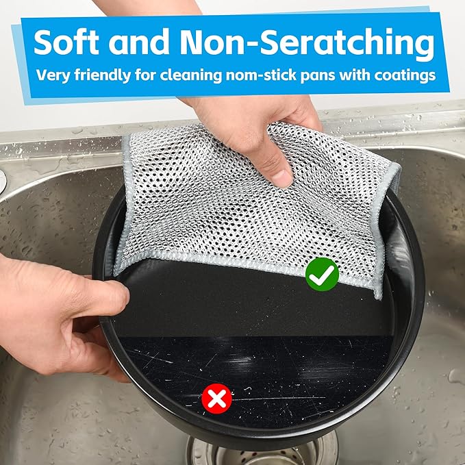 6Pack Multipurpose Wire Dishwashing Rags, Upgrade Non Scratch Wire Dishcloth - Image 5