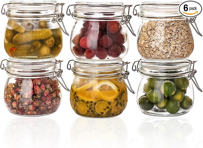 Liuruiyu 16oz - 6 Pack Round Glass Jars by Liuruiyu