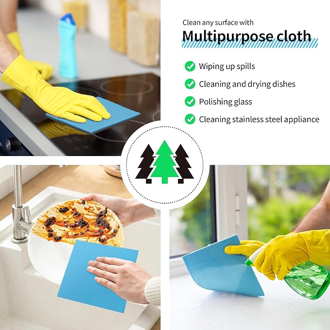 HOMERHYME Swedish Dishcloths, 10 Pack Kitchen Towels Dish Rags, Absorbent - Image 4