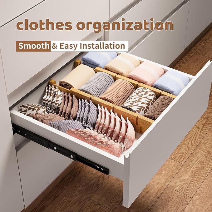 Bamboo Drawer Dividers with Inserts kitchen drawer organizer Adjustable - Image 5