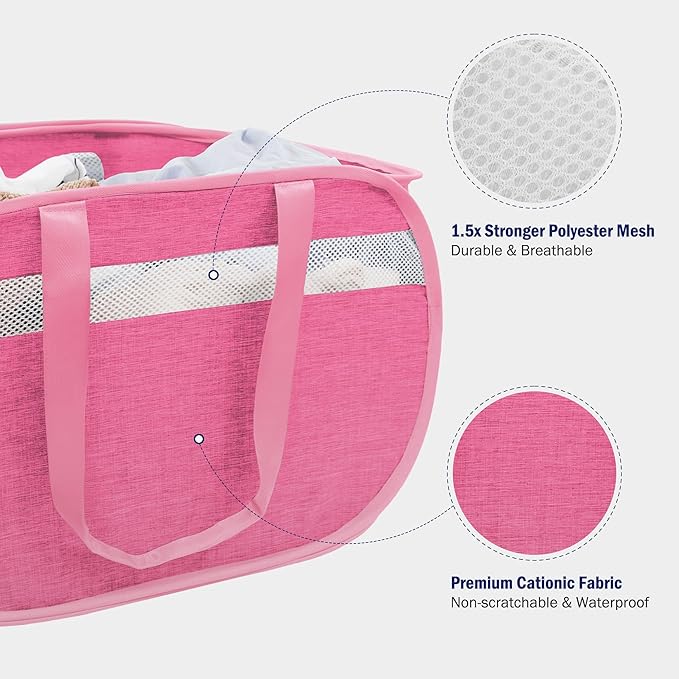 Collapsible Laundry Baskets, Foldable Tear Proof Pop Up Hamper - Image 5