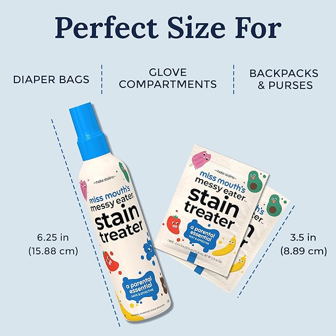 Miss Mouth's Messy Eater Stain Treater Spray - 4oz & 10 Wipes Stain Remover - - Image 8