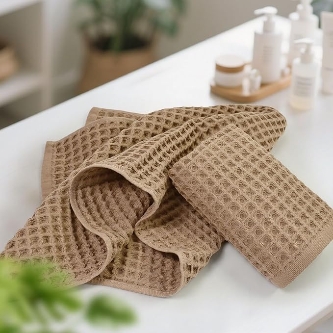 Jacquotha Waffle Bathroom Hand Towels 5-Piece – Cotton, Lightweight, Lint Free - Image 2