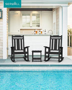 SERWALL Oversized Rocking Chair Set of 4 Outdoor, HDPE Outdoor Rocking Chair Set of 4, Black - Image 8