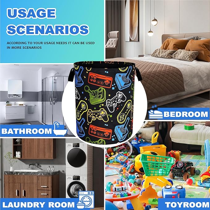 Game Consoles Laundry Basket Funny Colorful Oxford Cloth Laundry Hamper - Image 4