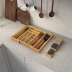Bamboo Kitchen Drawer Organizer, Expandable Silverware Organizer - Image 5
