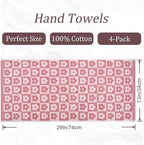 Jacquotha Cotton Hand Towels Pink Checkered Floral - Image 7