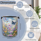 Wildflowers Butterfly Laundry Basket, Floral Garden Oxford Cloth Laundry Hamper - Image 2