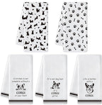 R HORSE Corgi Kitchen Dish Towel Set- 5Pcs Cute Corgi Cleaning Dishcloth Animal by RHORSE