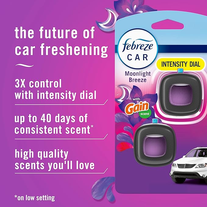 Febreze Car Air Freshener Vent Clip Gain Moonlight Breeze Scent, .07 oz. Car - Image 2