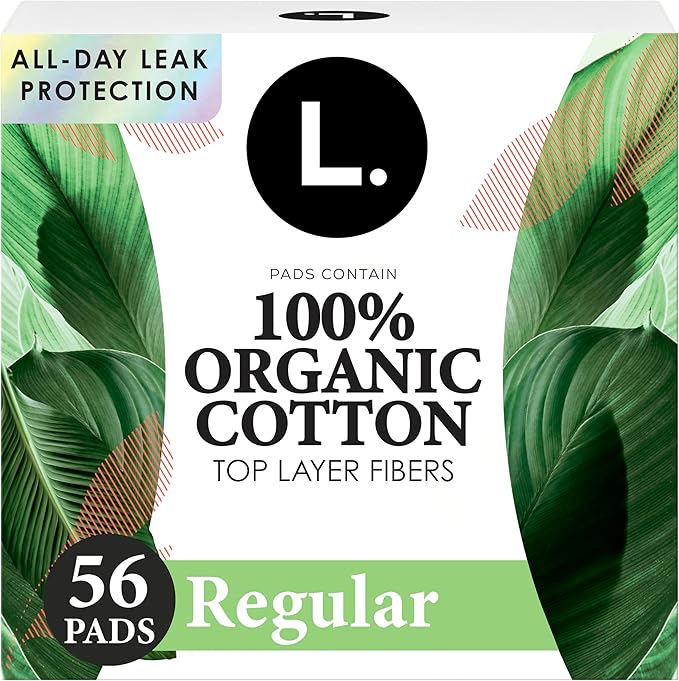 L. Ultra Thin Pads for Women, Regular Absorbency, Organic Cotton Top Layer by L