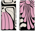 Abstract Boho Pink and Beige Floral Kitchen Towels Set of 2, Retro 70s Groovy by ColorfulLifeStartingwithYourCuteTowel