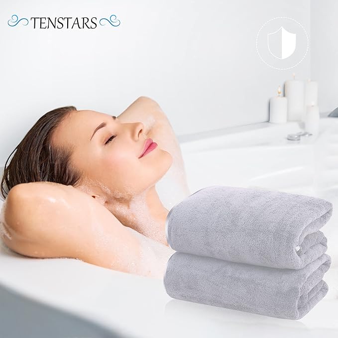 TENSTARS Silk Hemming Bath Towels - Image 5
