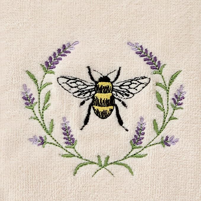 SKL Home Bee Lavender 100% Cotton Embroidered 2pc Hand Towel Set, Decorative - Image 5