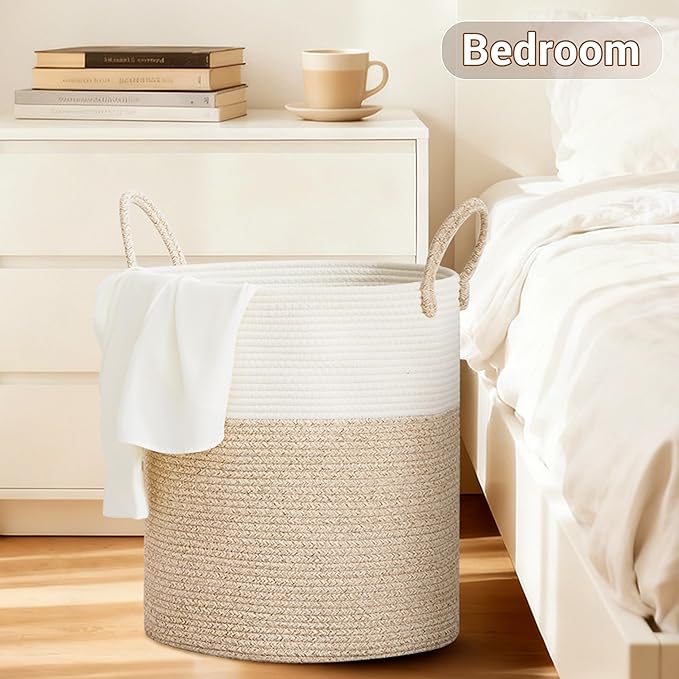 Tall Laundry Basket with Handles, 88L Portable Dirty Clothes Hamper, Boho - Image 5