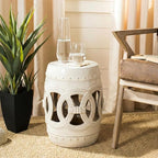 SAFAVIEH Home Collection Double Coin Cream Ceramic Indoor/ Outdoor Decorative Garden Stool (Fully Assembled) - Image 2
