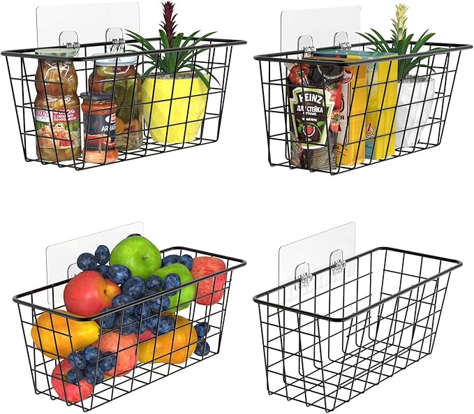 MaraFansie Over the Cabinet Door Organizer Wall Wire Baskets Hanging Kitchen by MakeStorageMoreFun