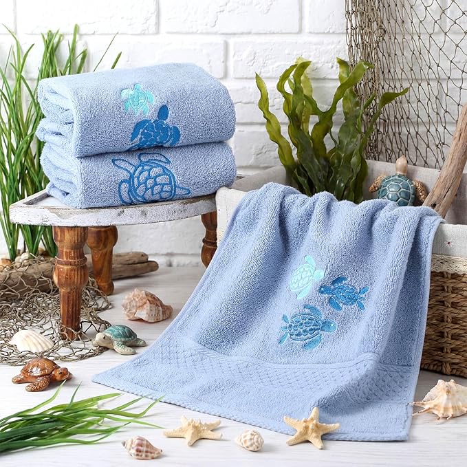 3 Pack Sea Turtle Coastal Hand Towels - Image 2