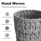 Wicker Trash Can, Small Bathroom Trash Can, Waterproof Wicker Waste Basket - Image 3