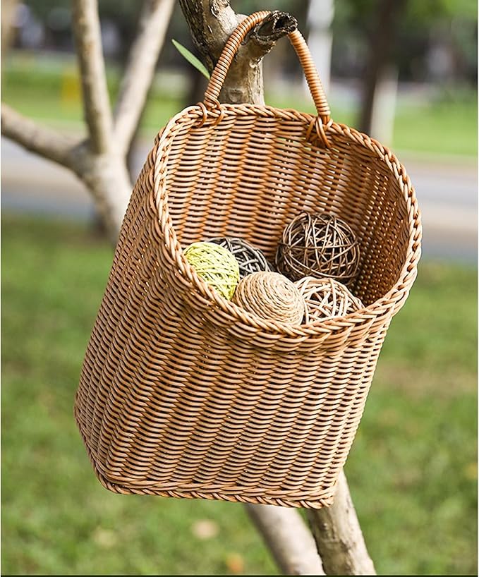 Woven Hanging Wicker Basket for Door, Handmade Rattan Hanging Wall Baskets for - Image 5