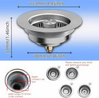 2 Pcs 3 in 1 Kitchen Sink Drain Strainer, Universal Stainless Steel Kitchen - Image 6