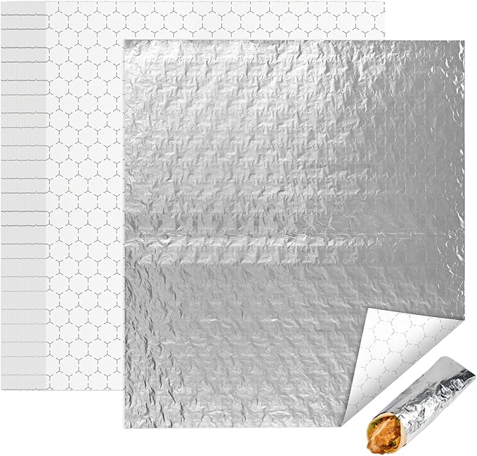 EcoDispose Pre-Cut Insulated Foil Sandwich Wrap Sheets Grease-Resistant by EcoDispose